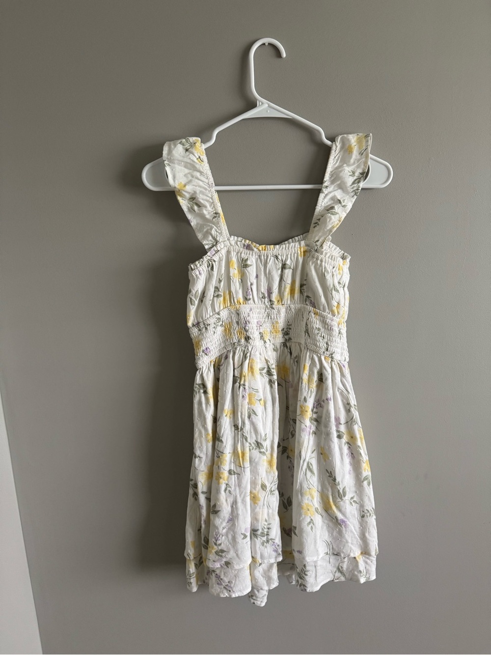 Hollister White Floral Sundress with Yellow Accents